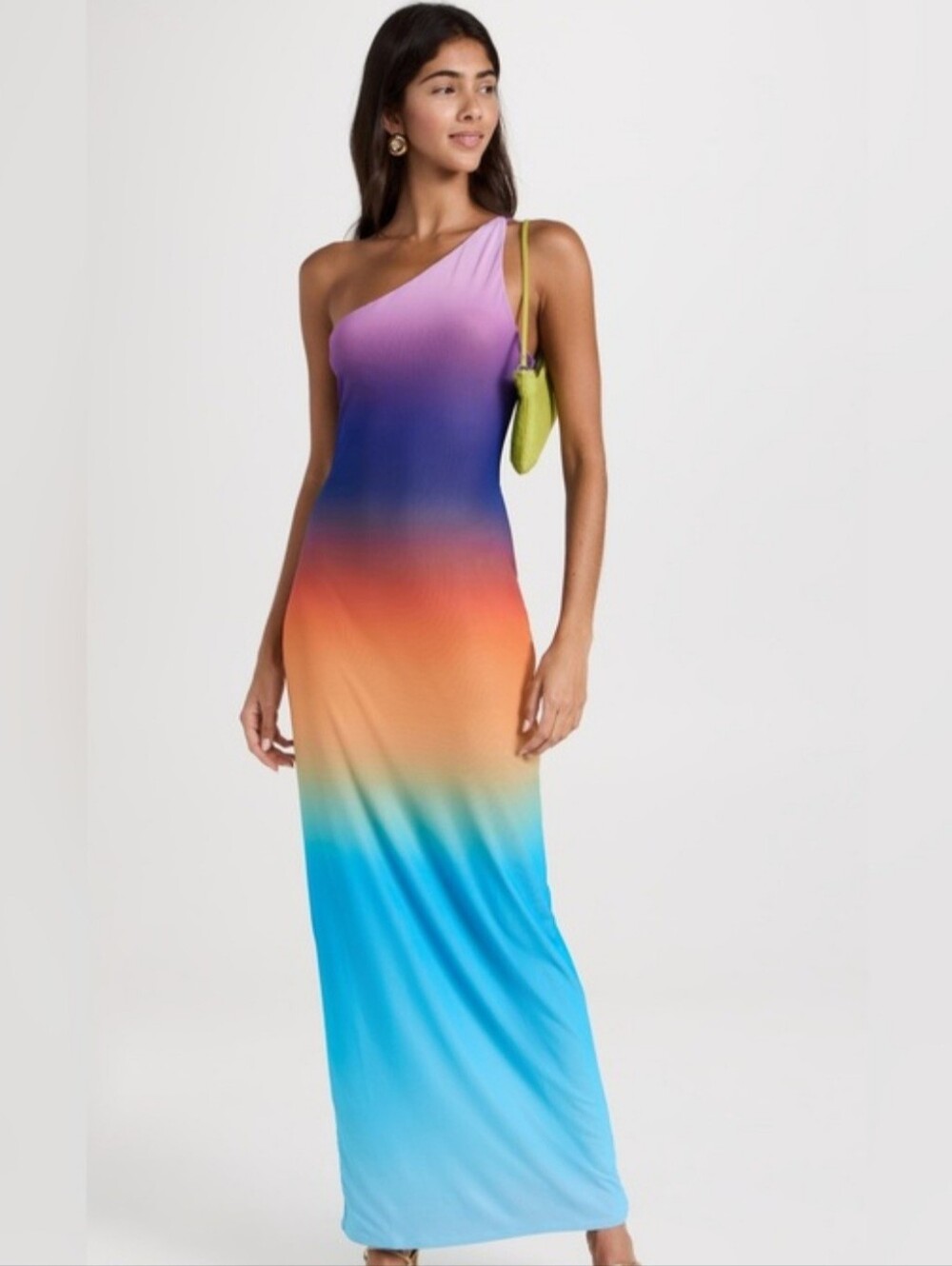 NWT! AFRM Foley One Shoulder Power Mesh Maxi Dress size Small